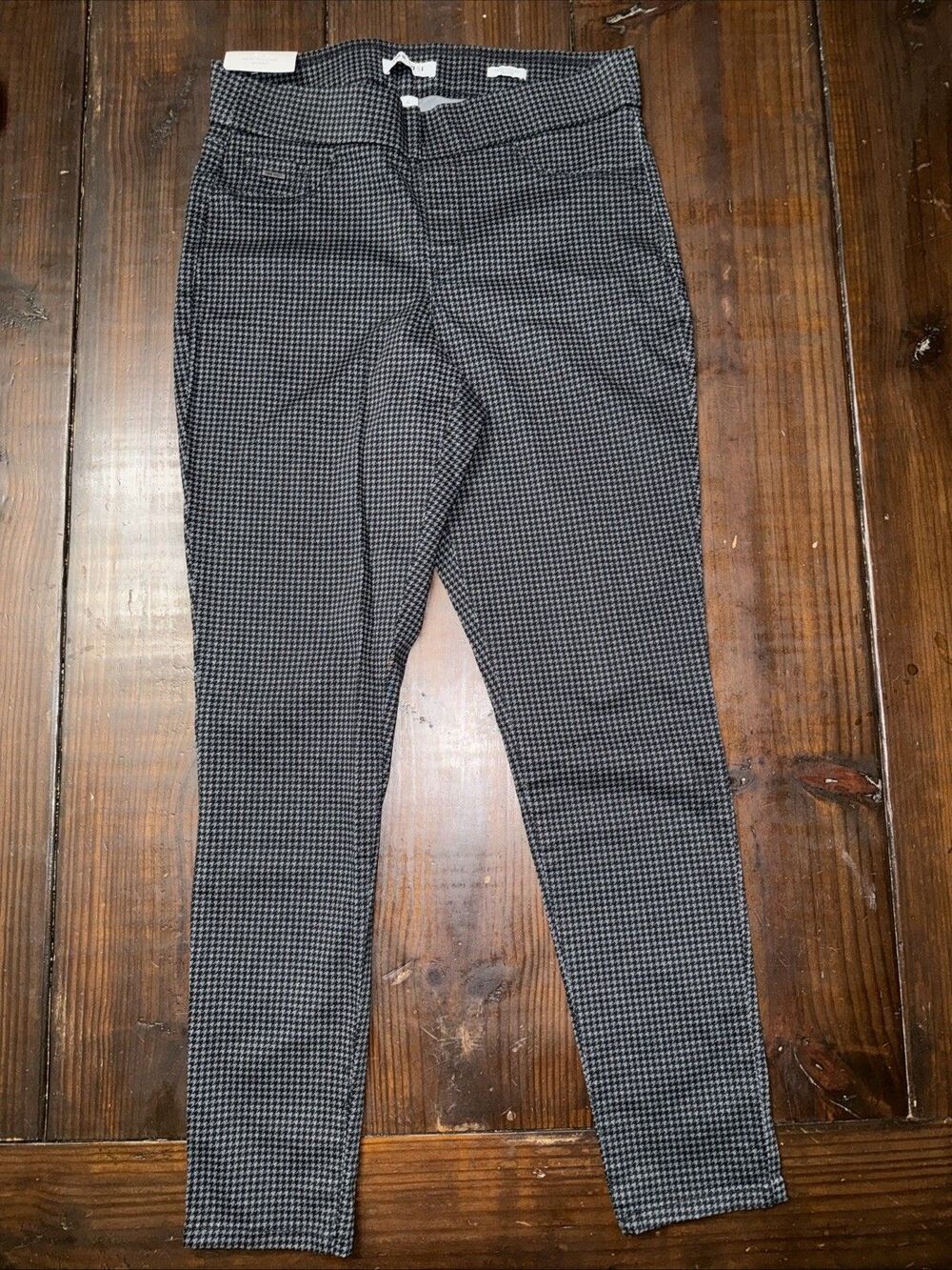 NWT Nine West Heidi Pull-On Skinny Pants Women Size 8 Black English Houndstooth